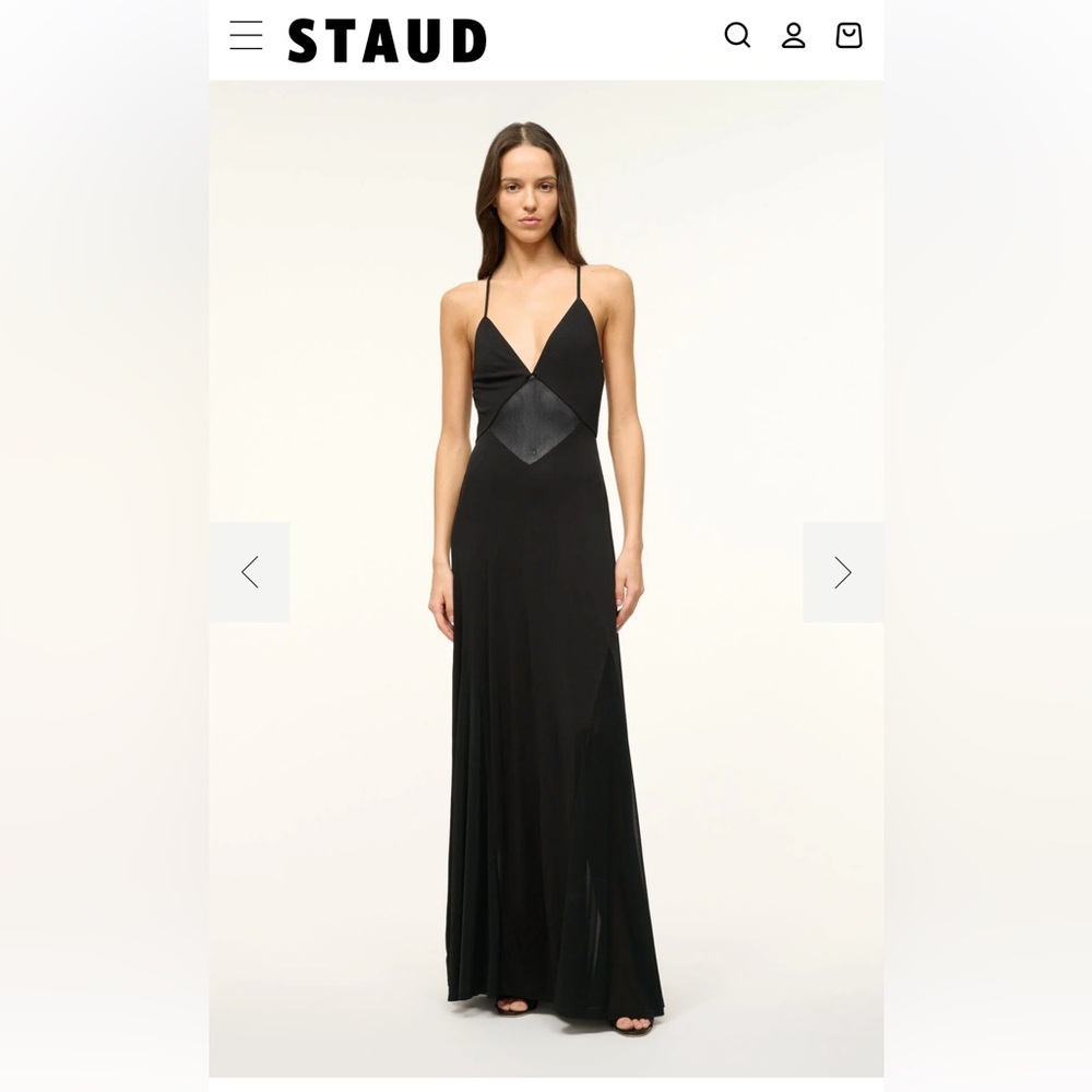 STAUD black fleur evening dress